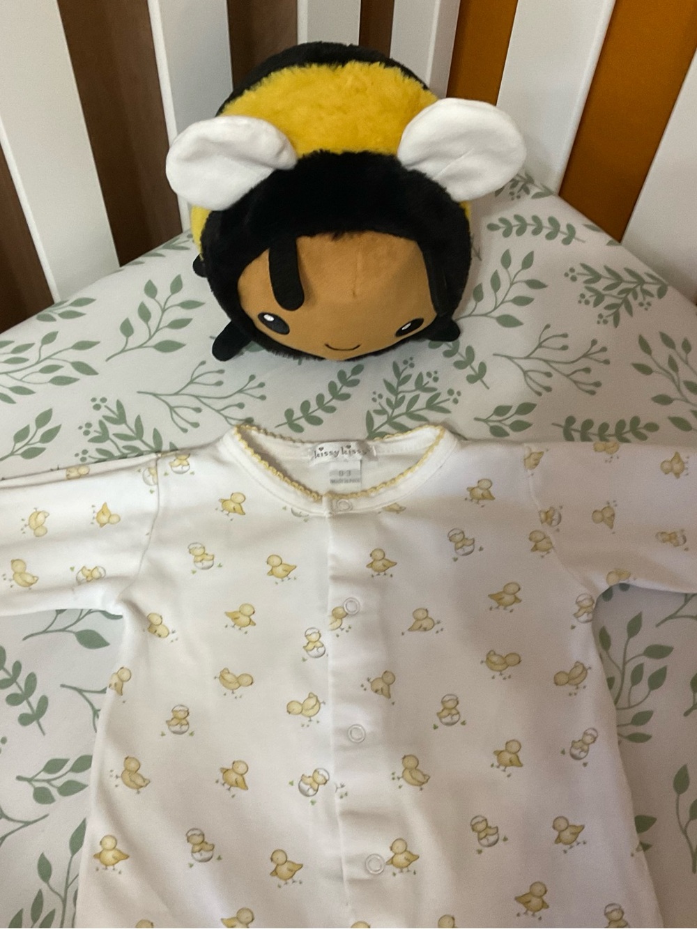 Kissy Kissy White and Yellow Duck Print One-Piece Footie